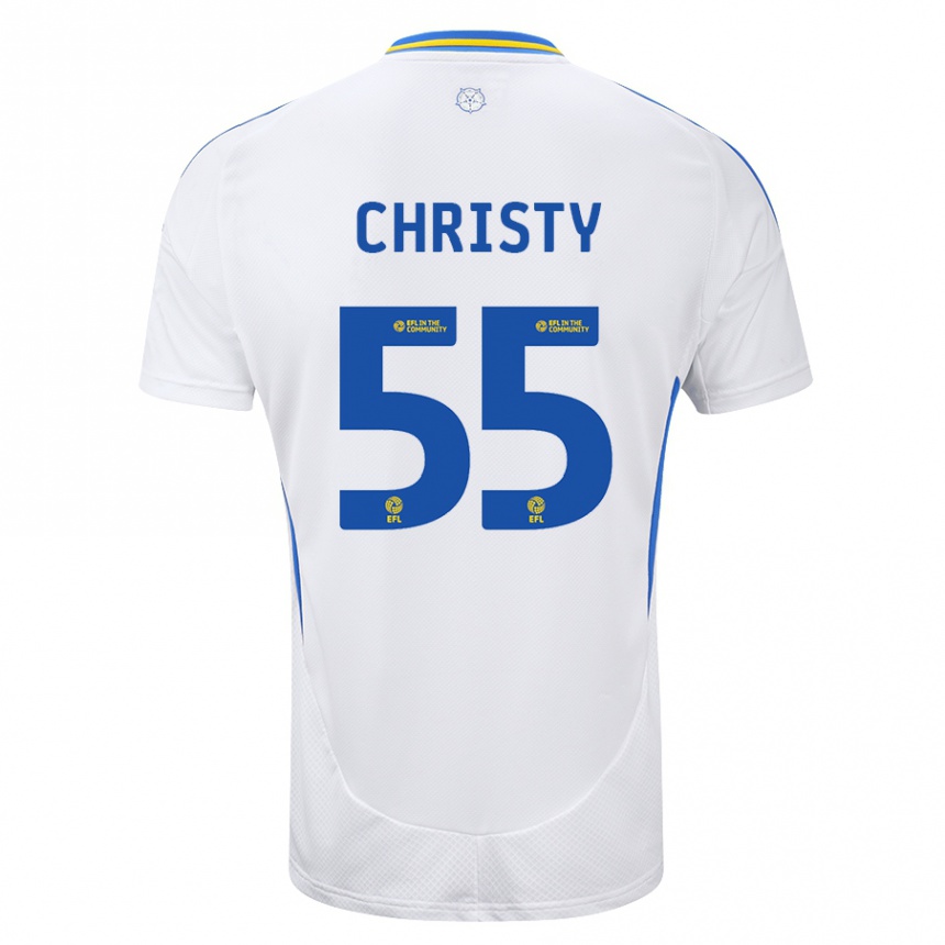 Men Football Harry Christy #55 White Blue Home Jersey 2024/25 T-Shirt Uk