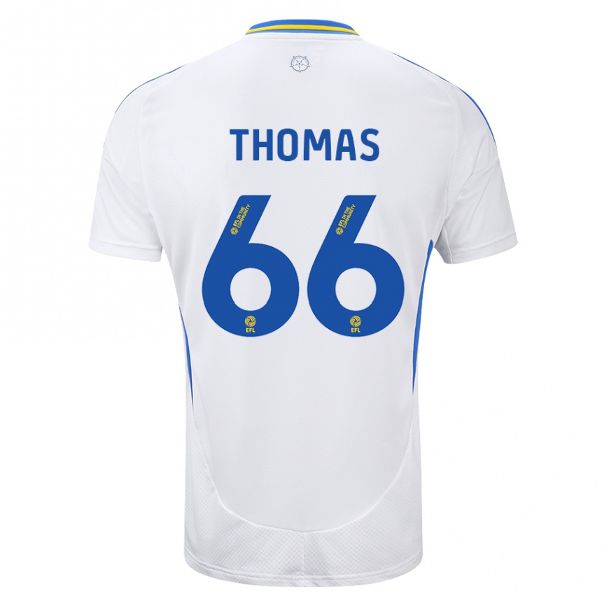 Men Football Luca Thomas #66 White Blue Home Jersey 2024/25 T-Shirt Uk