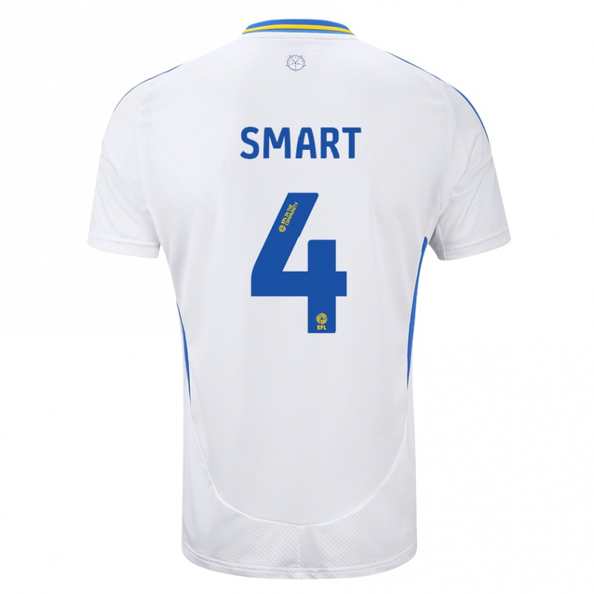 Men Football Olivia Smart #4 White Blue Home Jersey 2024/25 T-Shirt Uk