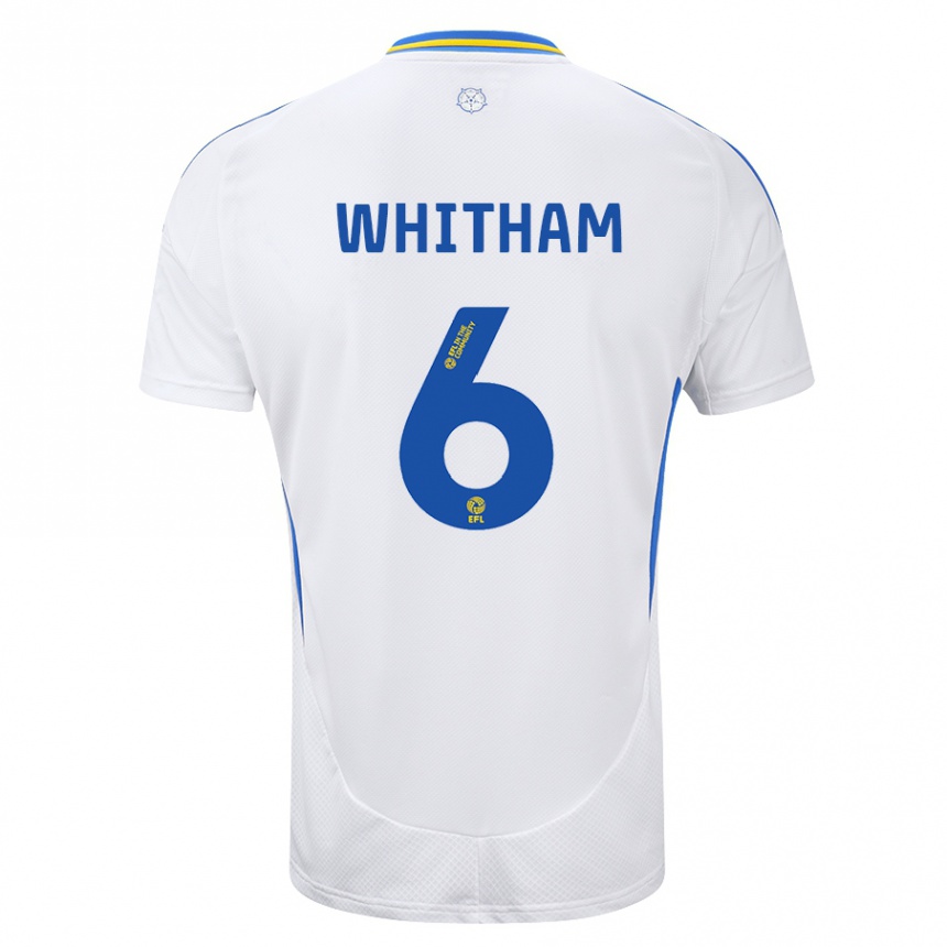 Men Football Danielle Whitham #6 White Blue Home Jersey 2024/25 T-Shirt Uk