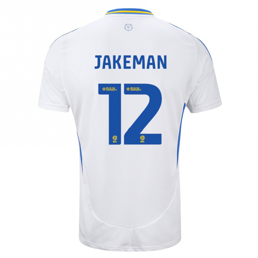 Men Football Harriet Jakeman #12 White Blue Home Jersey 2024/25 T-Shirt Uk