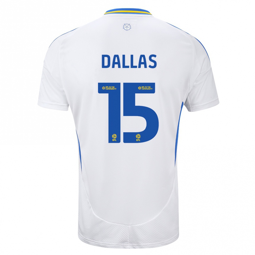 Men Football Stuart Dallas #15 White Blue Home Jersey 2024/25 T-Shirt Uk