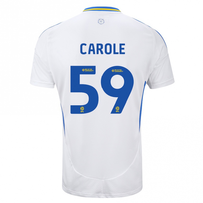 Men Football Keenan Carole #59 White Blue Home Jersey 2024/25 T-Shirt Uk