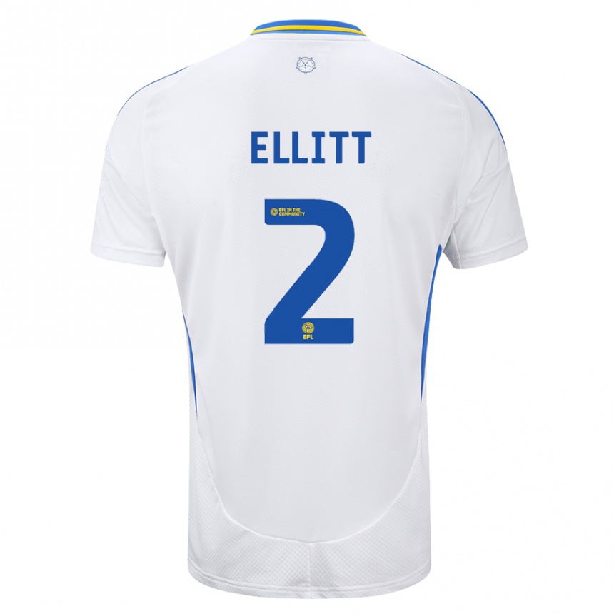 Men Football Izzy Ellitt #2 White Blue Home Jersey 2024/25 T-Shirt Uk