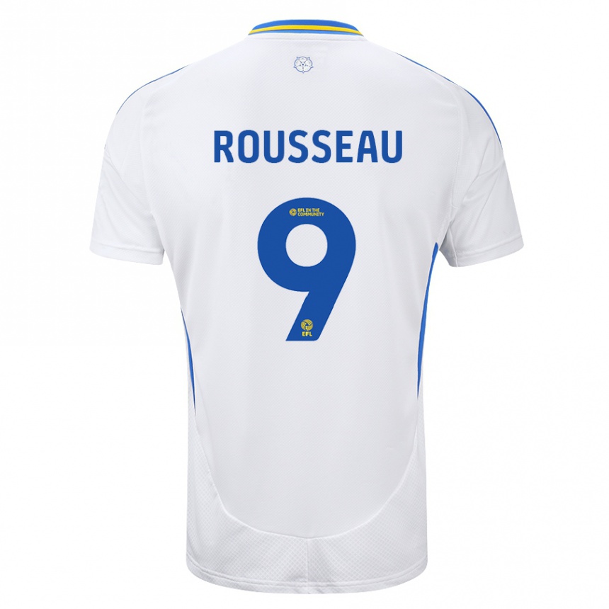 Men Football Jess Rousseau #9 White Blue Home Jersey 2024/25 T-Shirt Uk