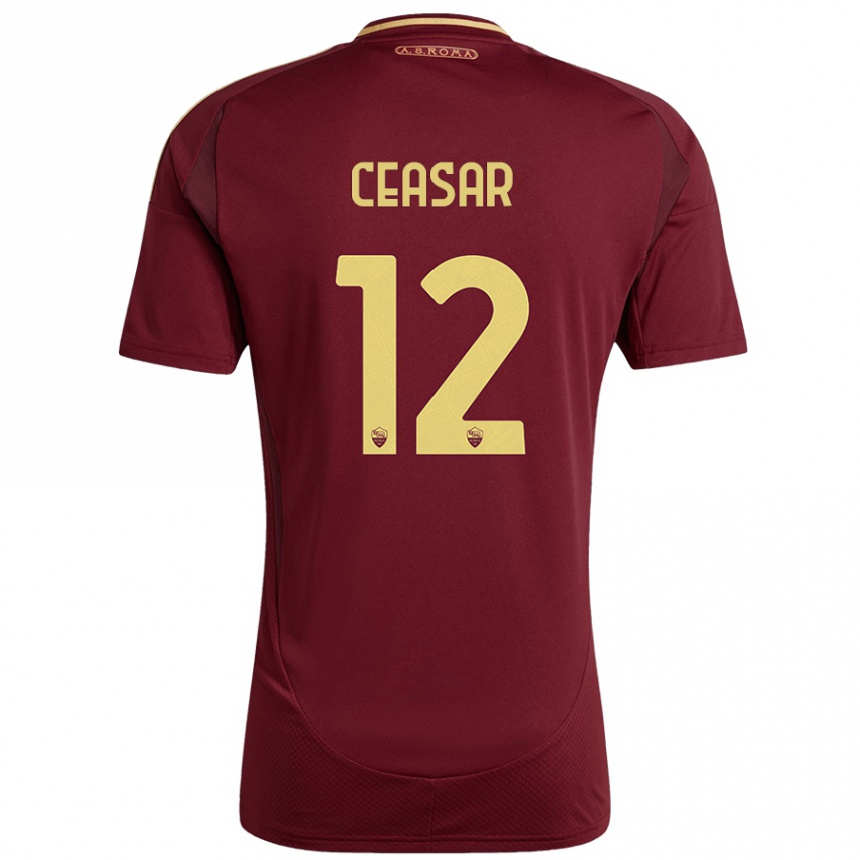 Men Football Camelia Ceasar #12 Red Brown Gold Home Jersey 2024/25 T-Shirt Uk