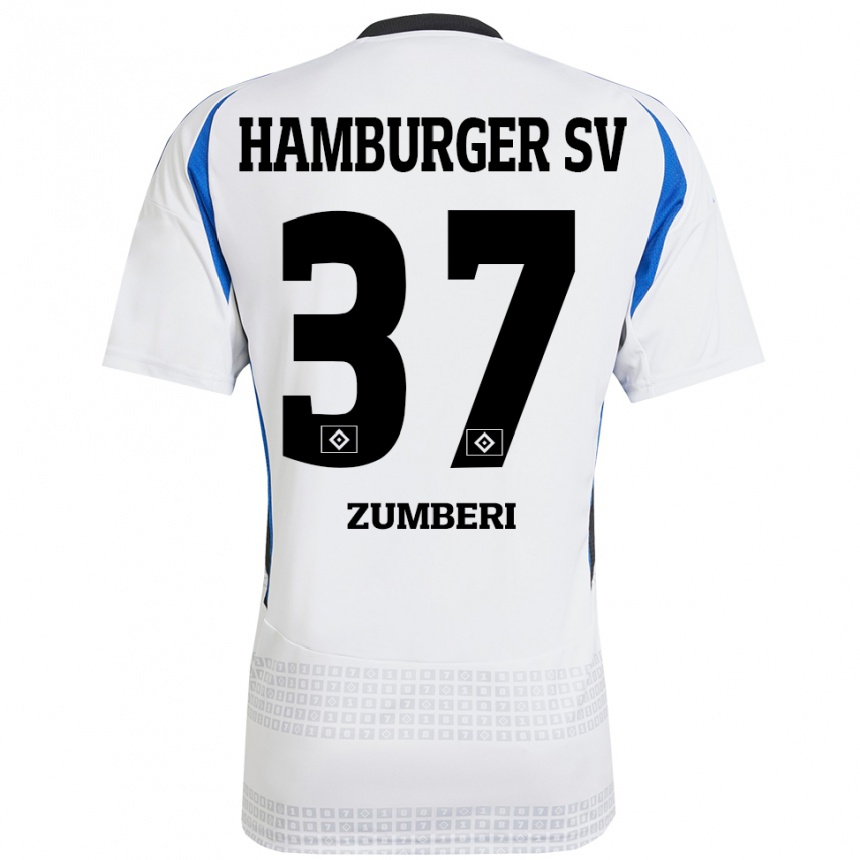 Men Football Valon Zumberi #37 White Blue Home Jersey 2024/25 T-Shirt Uk