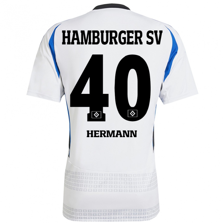 Men Football Hannes Hermann #40 White Blue Home Jersey 2024/25 T-Shirt Uk