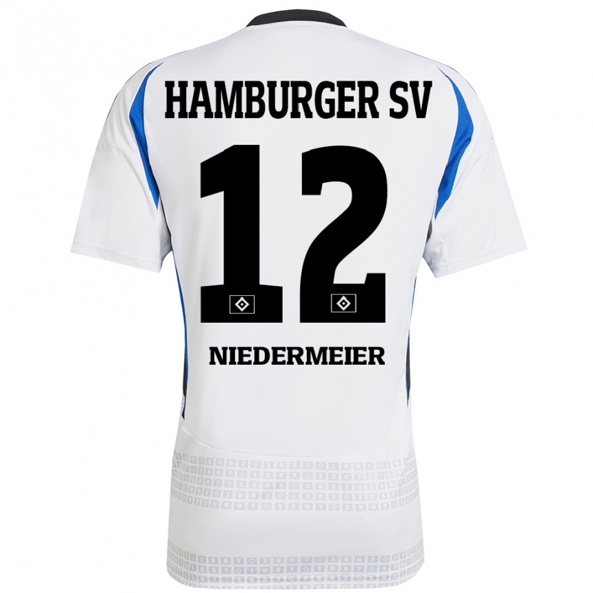 Men Football Philipp Niedermeier #12 White Blue Home Jersey 2024/25 T-Shirt Uk