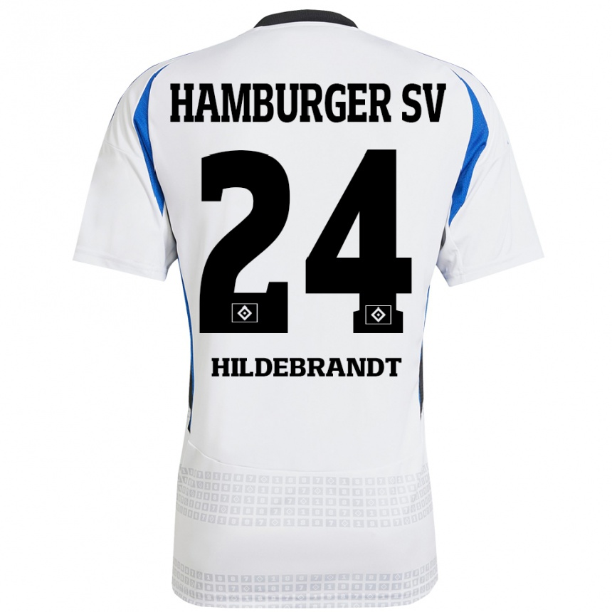 Men Football Tjark Hildebrandt #24 White Blue Home Jersey 2024/25 T-Shirt Uk