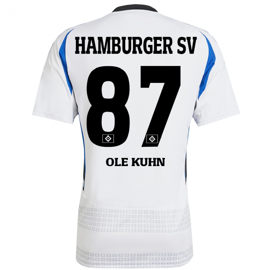 Men Football Niklas Ole Kühn #87 White Blue Home Jersey 2024/25 T-Shirt Uk