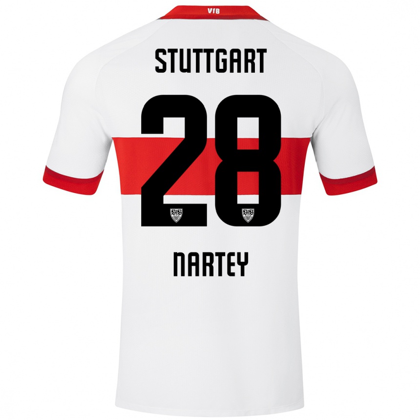 Men Football Nikolas Nartey #28 White Red Home Jersey 2024/25 T-Shirt Uk