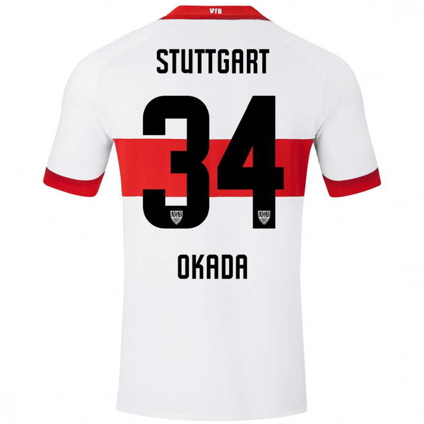 Men Football Rei Okada #34 White Red Home Jersey 2024/25 T-Shirt Uk