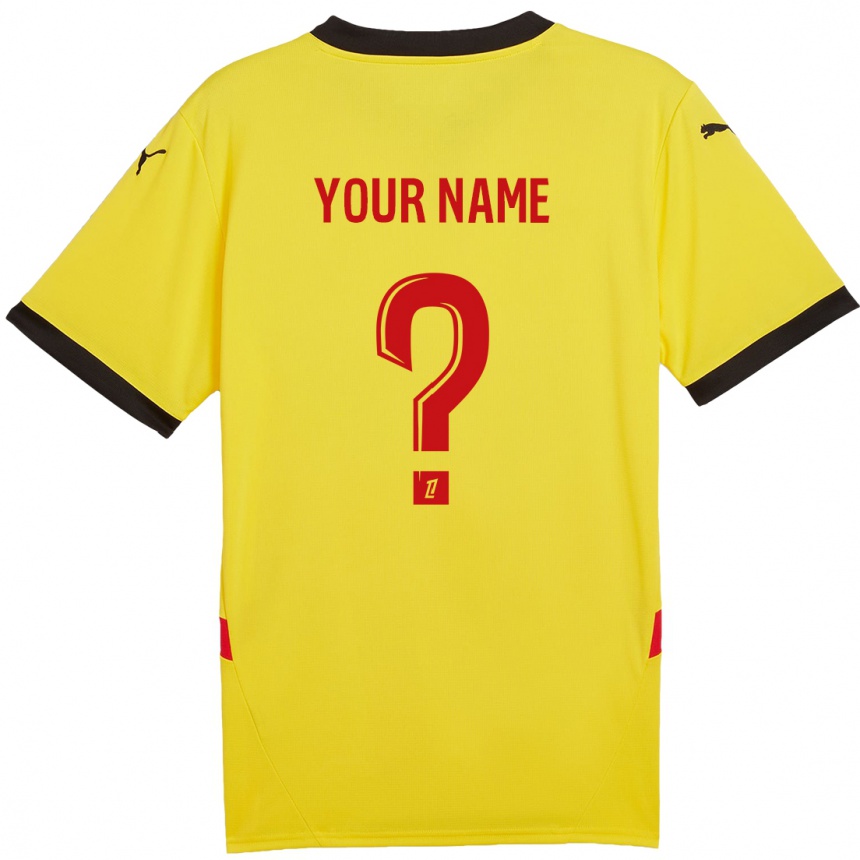 Men Football Your Name #0 Yellow Red Home Jersey 2024/25 T-Shirt Uk