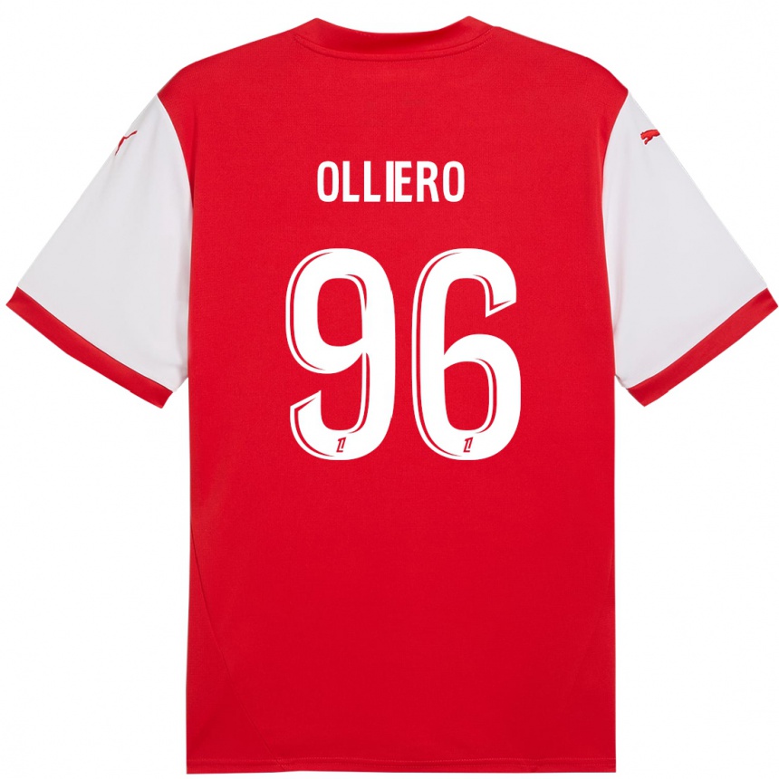 Men Football Alexandre Olliero #96 Red White Home Jersey 2024/25 T-Shirt Uk