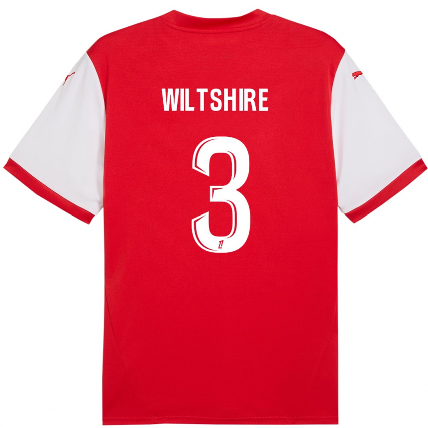 Men Football Tiernny Wiltshire #3 Red White Home Jersey 2024/25 T-Shirt Uk