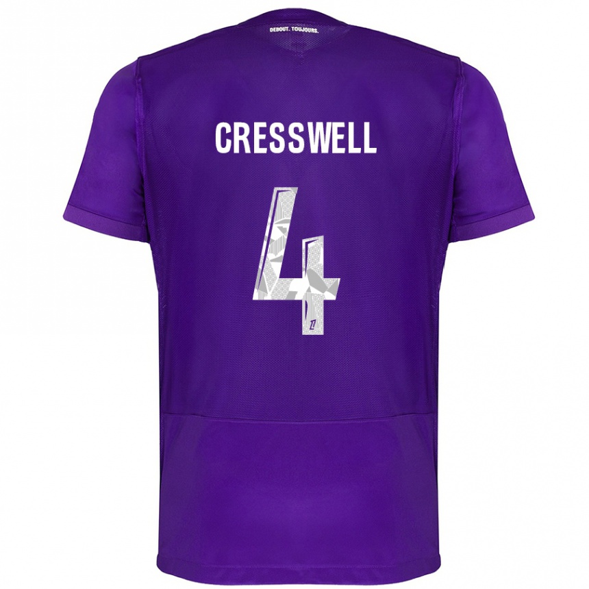 Men Football Charlie Cresswell #4 Purple White Home Jersey 2024/25 T-Shirt Uk