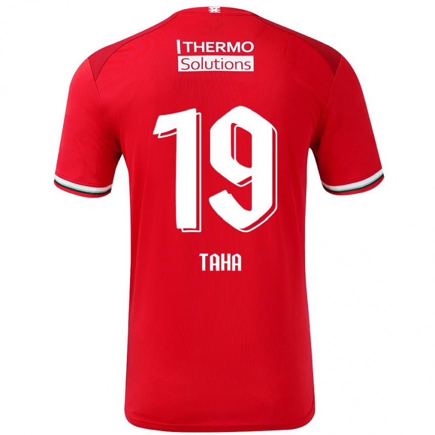 Men Football Younes Taha #19 Red White Home Jersey 2024/25 T-Shirt Uk