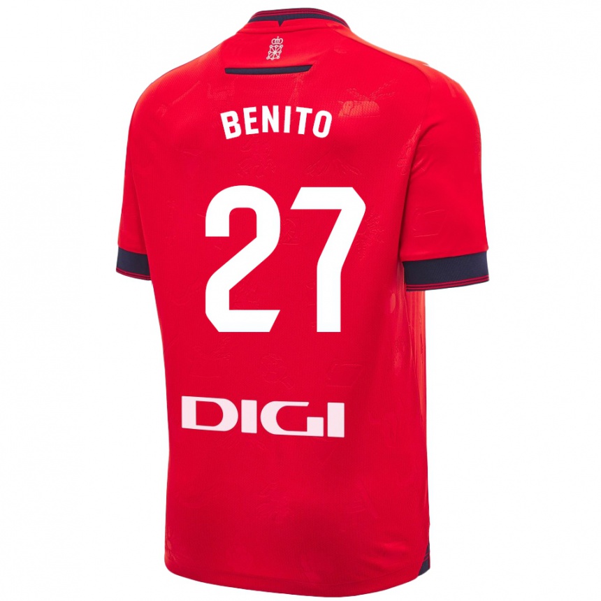 Men Football Iker Benito #27 Red White Home Jersey 2024/25 T-Shirt Uk