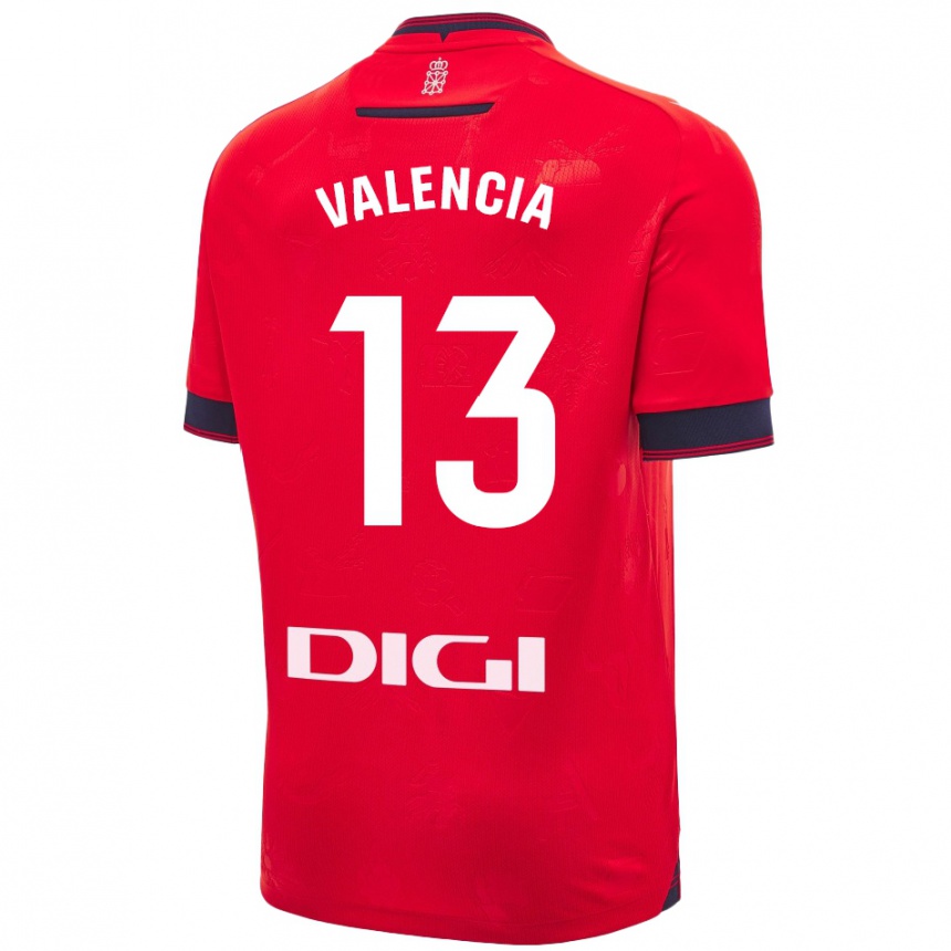 Men Football Pablo Valencia #13 Red White Home Jersey 2024/25 T-Shirt Uk