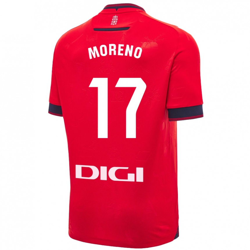 Men Football Pablo Moreno #17 Red White Home Jersey 2024/25 T-Shirt Uk