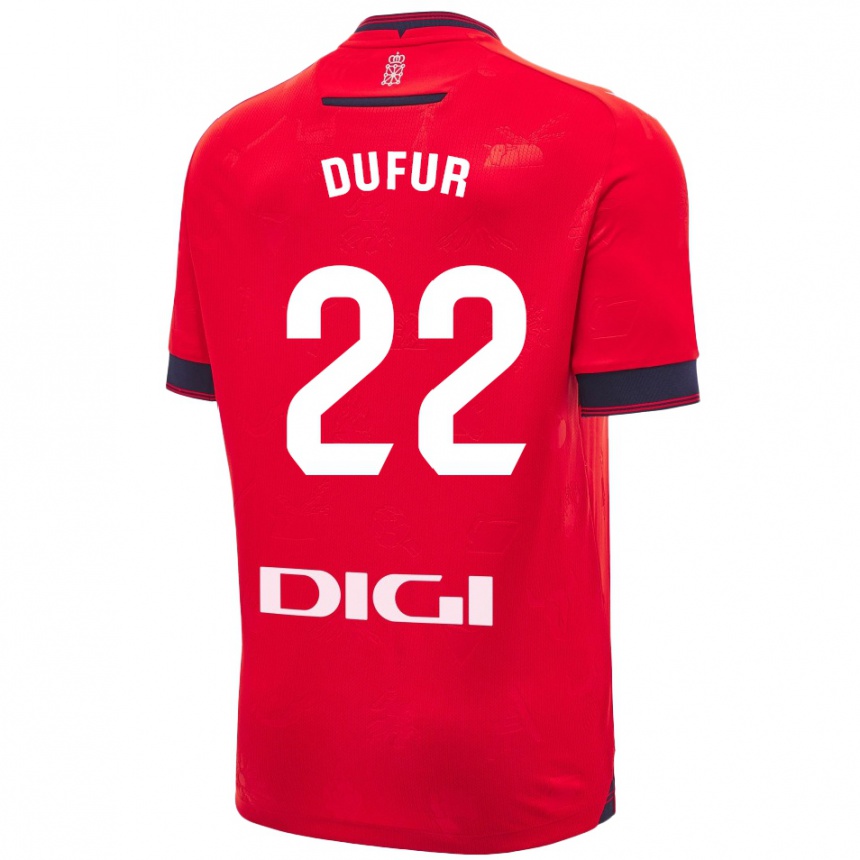 Men Football Ander Dufur #22 Red White Home Jersey 2024/25 T-Shirt Uk