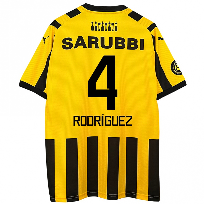 Men Football Guzmán Rodríguez #4 Yellow Black Home Jersey 2024/25 T-Shirt Uk