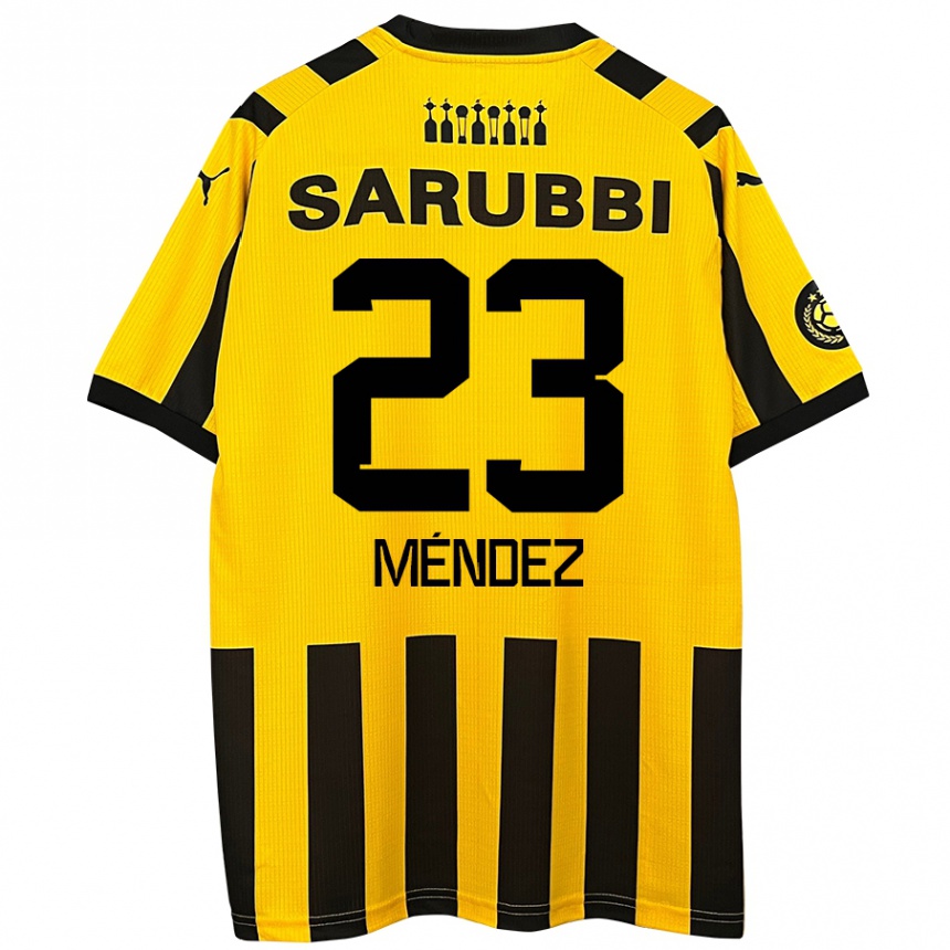 Men Football Javier Méndez #23 Yellow Black Home Jersey 2024/25 T-Shirt Uk