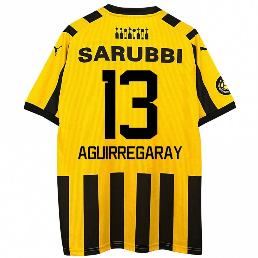 Men Football Matías Aguirregaray #13 Yellow Black Home Jersey 2024/25 T-Shirt Uk