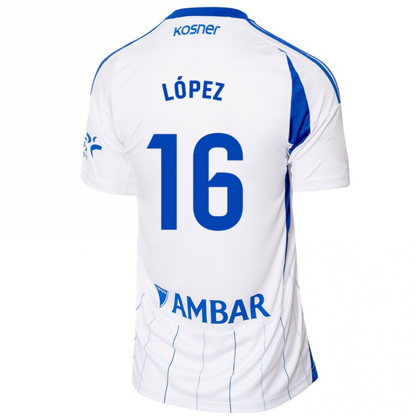 Men Football Juan López #16 Red White Home Jersey 2024/25 T-Shirt Uk