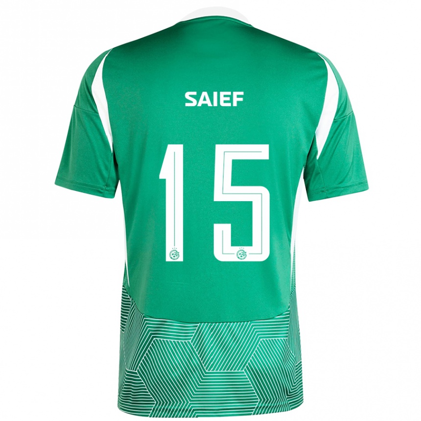 Men Football Kenny Saief #15 Green White Home Jersey 2024/25 T-Shirt Uk