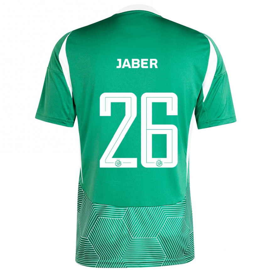 Men Football Mahmoud Jaber #26 Green White Home Jersey 2024/25 T-Shirt Uk