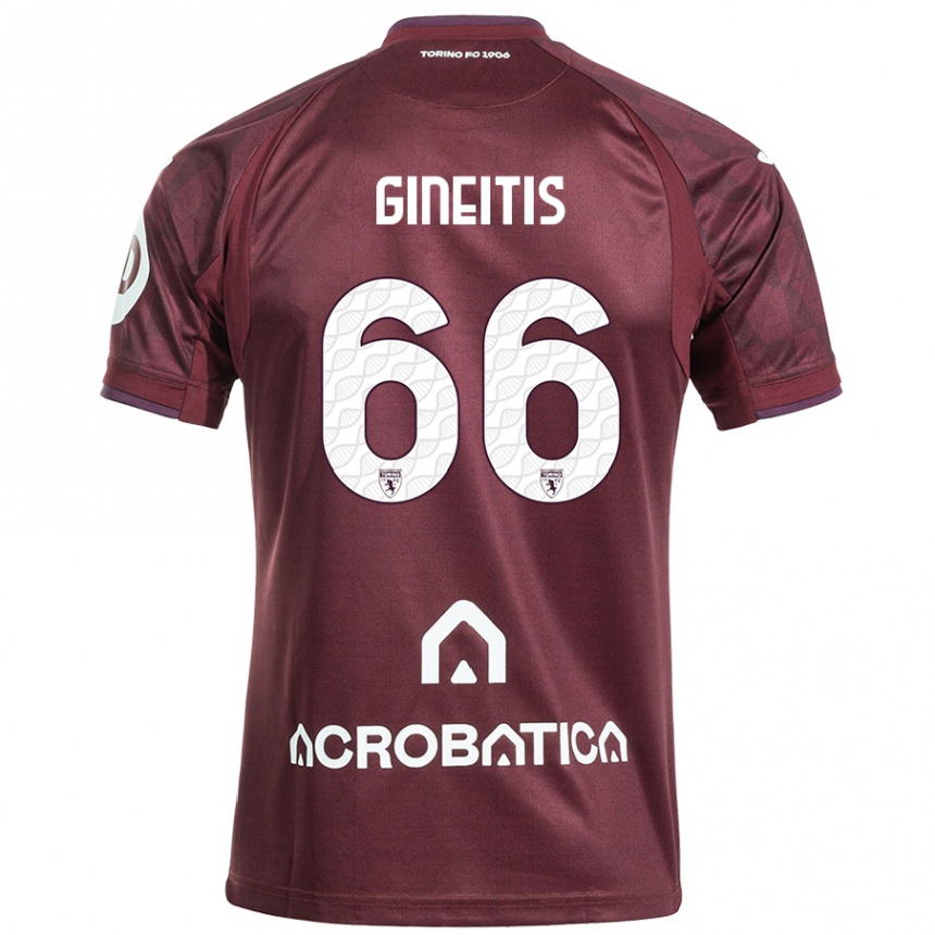 Men Football Gvidas Gineitis #66 Maroon White Home Jersey 2024/25 T-Shirt Uk