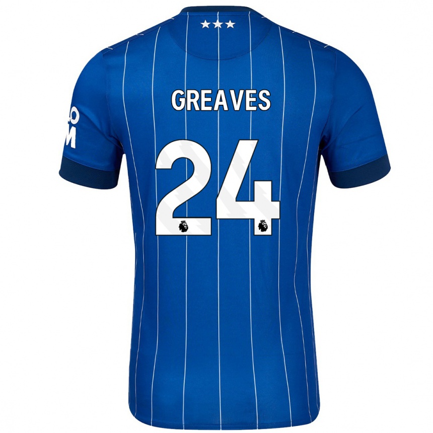 Men Football Jacob Greaves #24 Navy Blue Home Jersey 2024/25 T-Shirt Uk