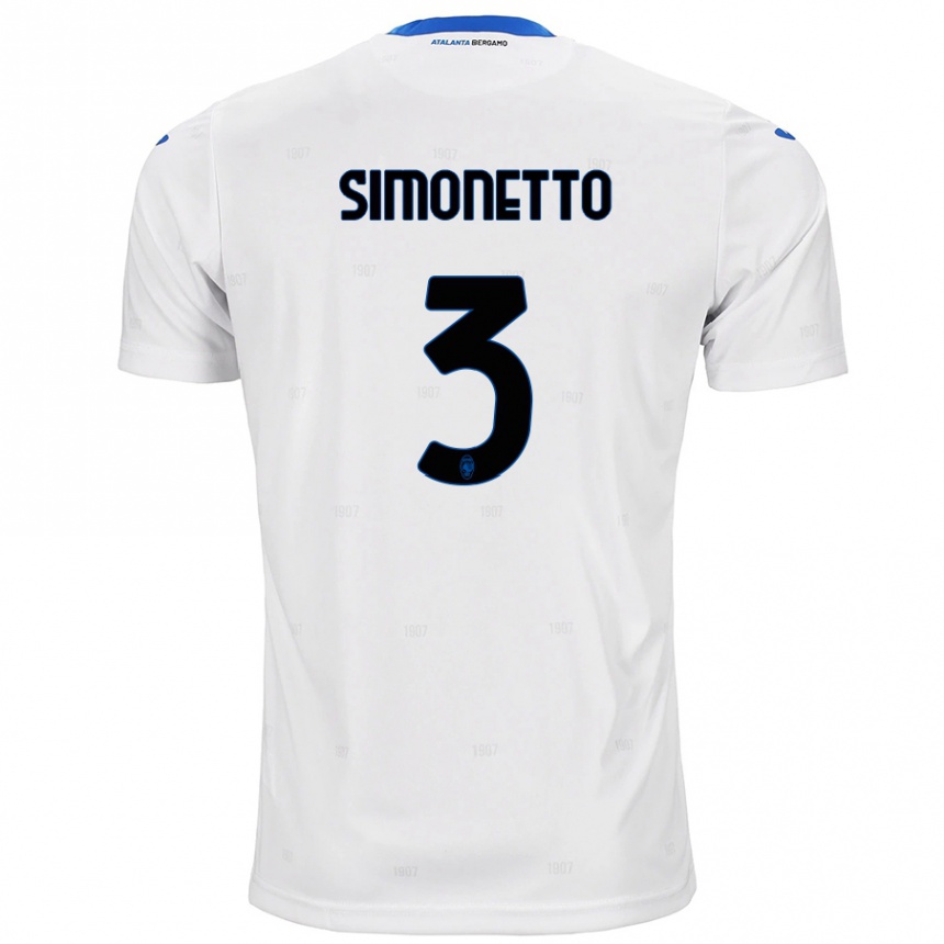 Men Football Federico Simonetto #3 White Away Jersey 2024/25 T-Shirt Uk