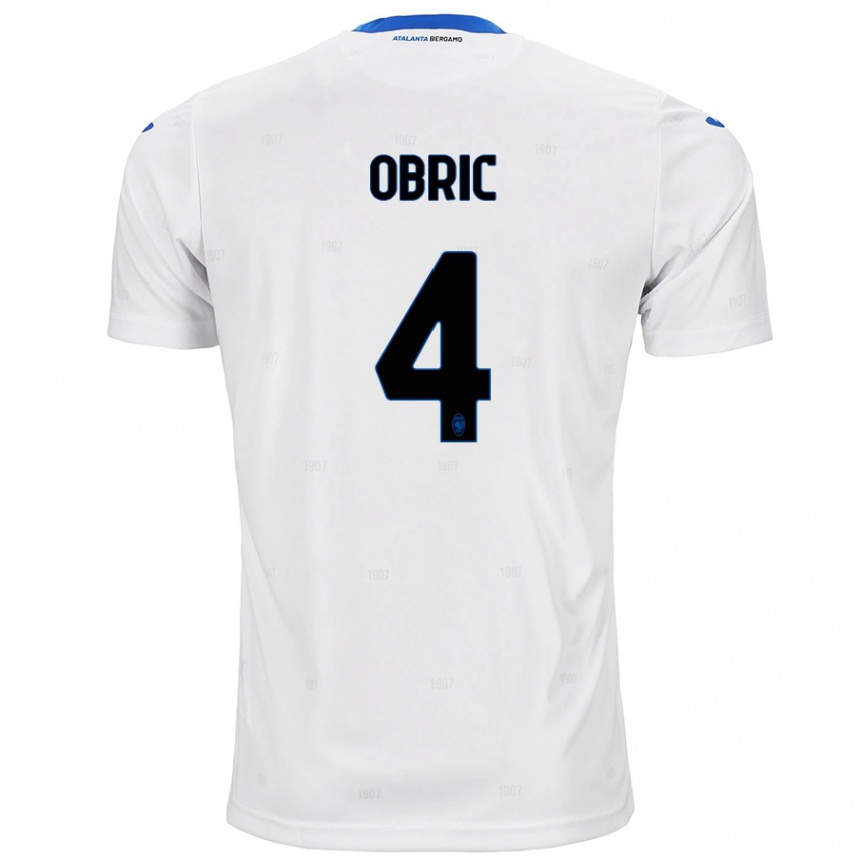 Men Football Relja Obric #4 White Away Jersey 2024/25 T-Shirt Uk