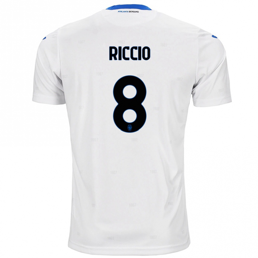 Men Football Lorenzo Riccio #8 White Away Jersey 2024/25 T-Shirt Uk