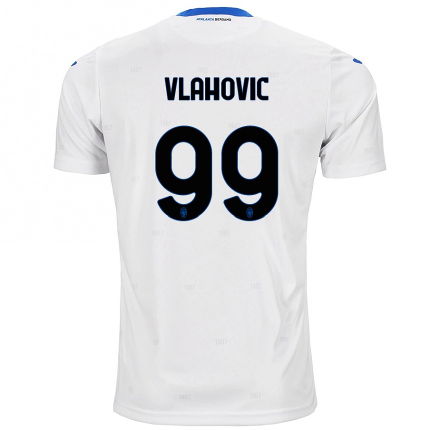 Men Football Vanja Vlahovic #99 White Away Jersey 2024/25 T-Shirt Uk