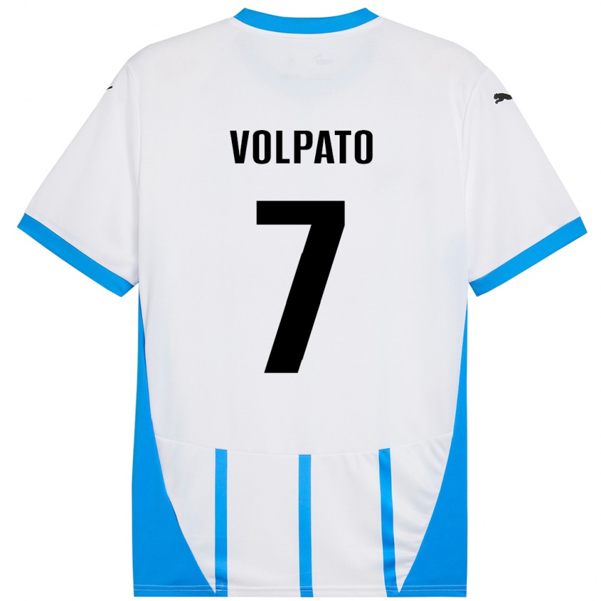 Men Football Cristian Volpato #7 White Blue Away Jersey 2024/25 T-Shirt Uk