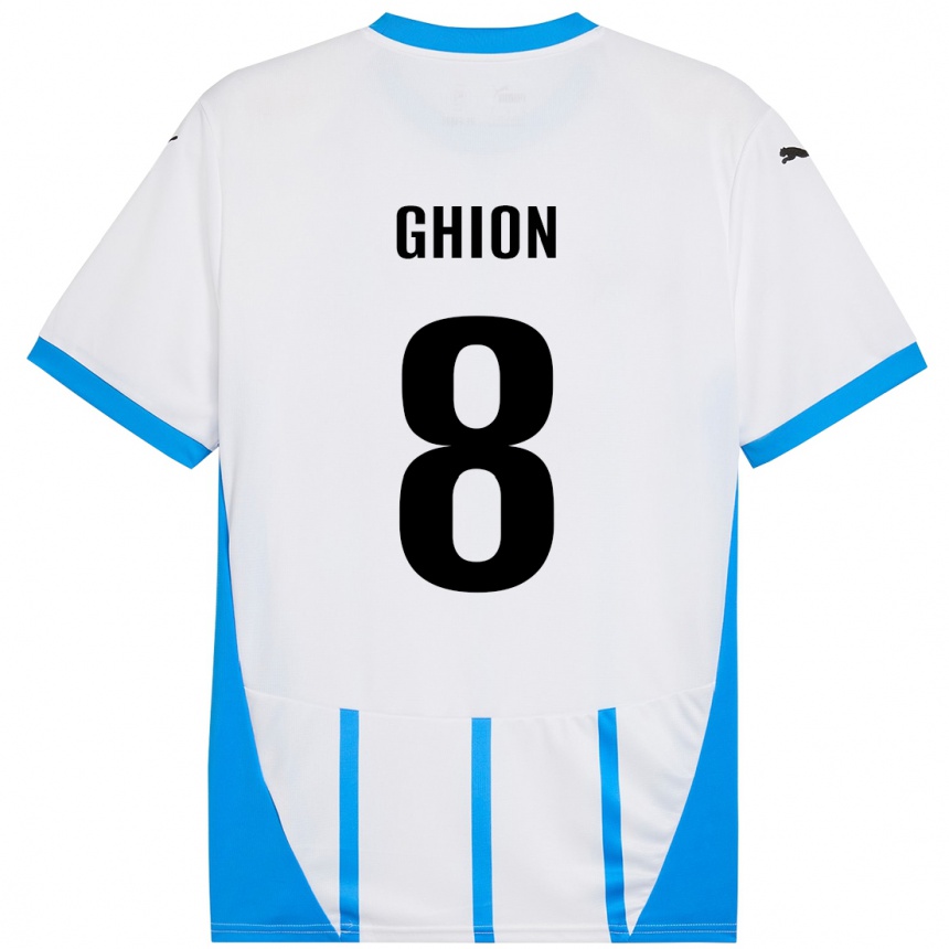 Men Football Andrea Ghion #8 White Blue Away Jersey 2024/25 T-Shirt Uk