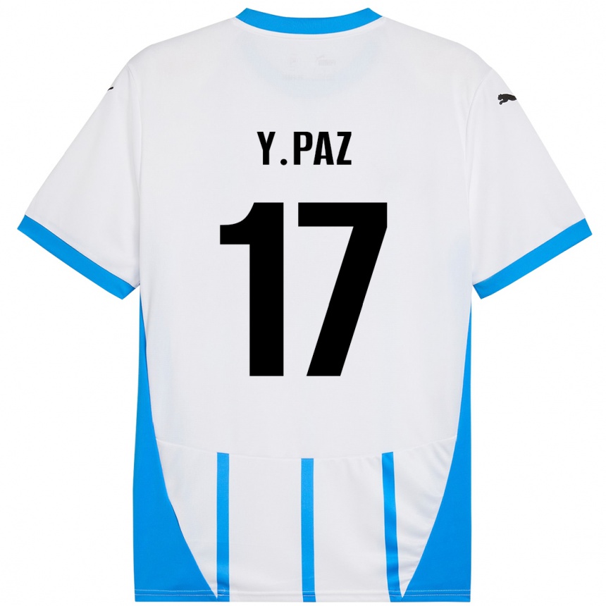 Men Football Yeferson Paz #17 White Blue Away Jersey 2024/25 T-Shirt Uk