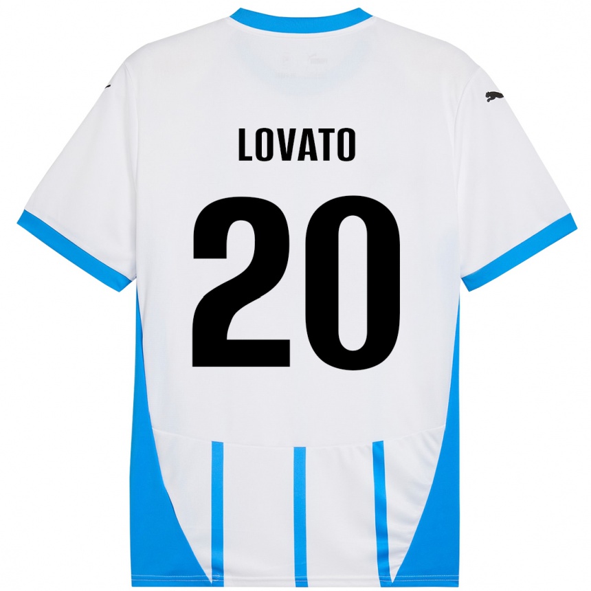 Men Football Matteo Lovato #20 White Blue Away Jersey 2024/25 T-Shirt Uk