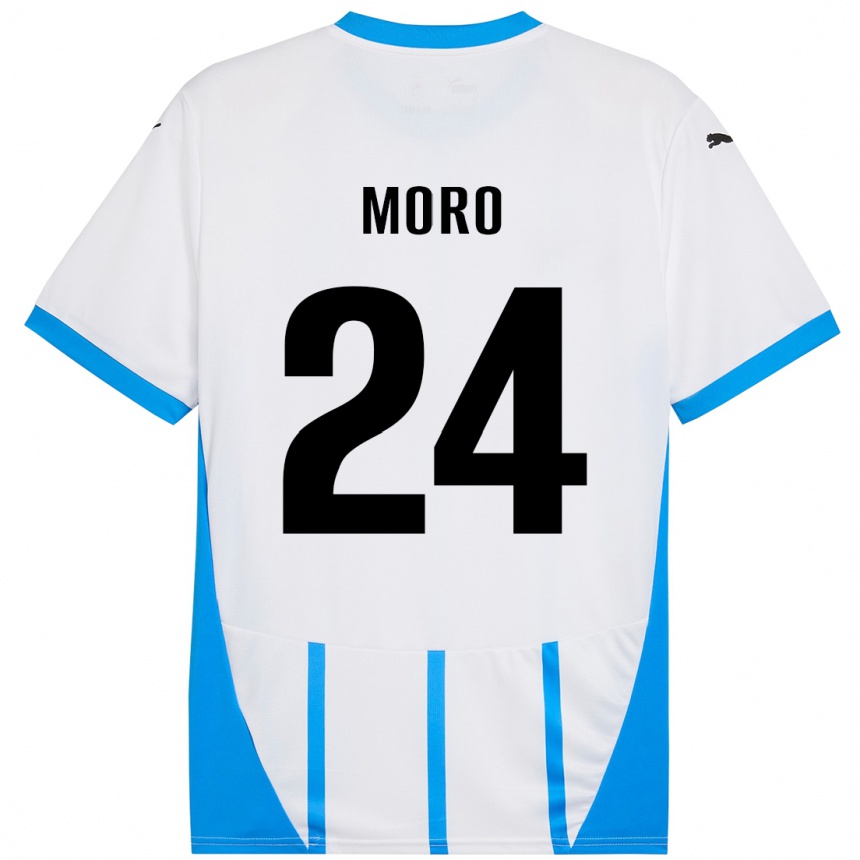 Men Football Luca Moro #24 White Blue Away Jersey 2024/25 T-Shirt Uk