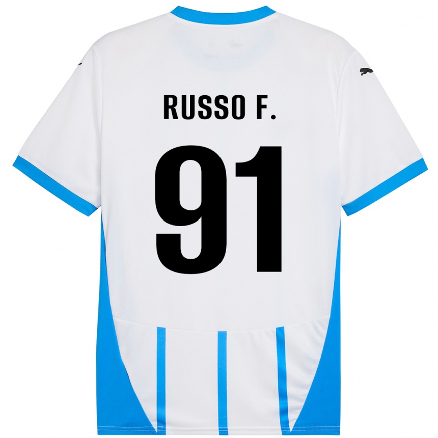 Men Football Flavio Russo #91 White Blue Away Jersey 2024/25 T-Shirt Uk