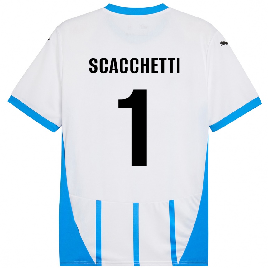 Men Football Alessandro Scacchetti #1 White Blue Away Jersey 2024/25 T-Shirt Uk