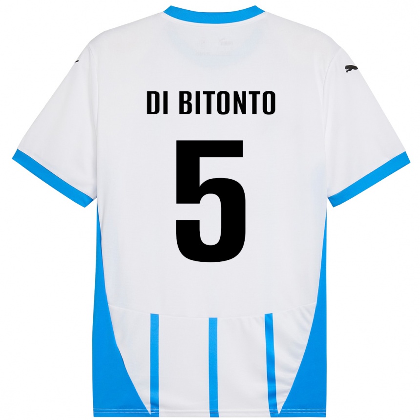 Men Football Alessandro Di Bitonto #5 White Blue Away Jersey 2024/25 T-Shirt Uk