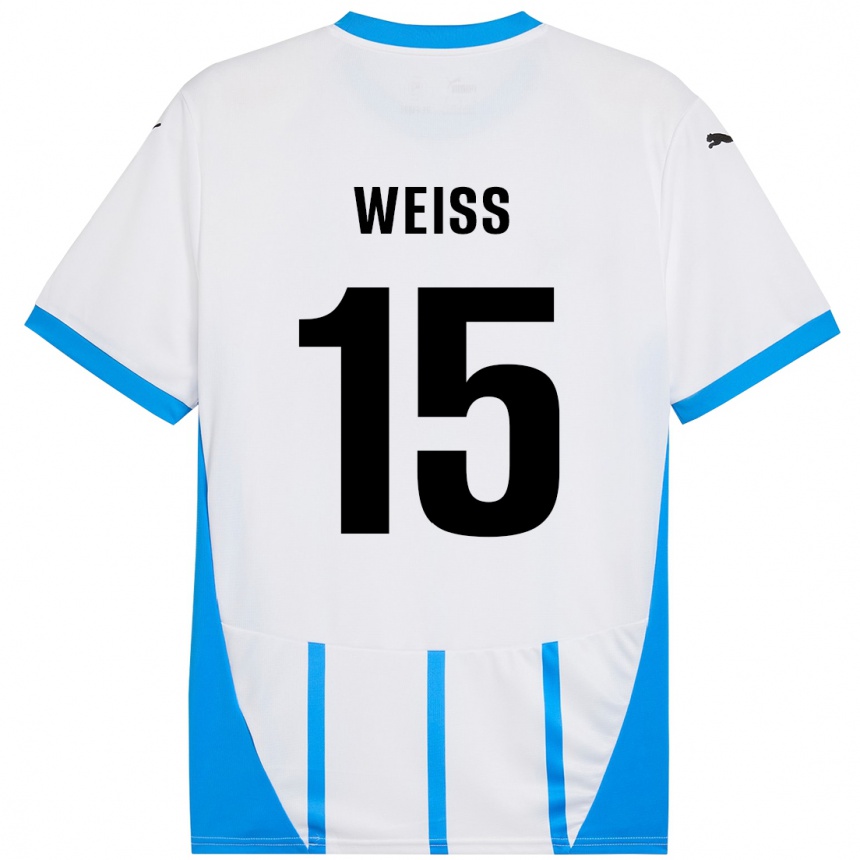 Men Football David Weiss #15 White Blue Away Jersey 2024/25 T-Shirt Uk