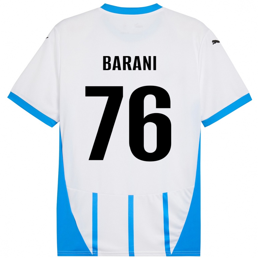 Men Football Luca Barani #76 White Blue Away Jersey 2024/25 T-Shirt Uk