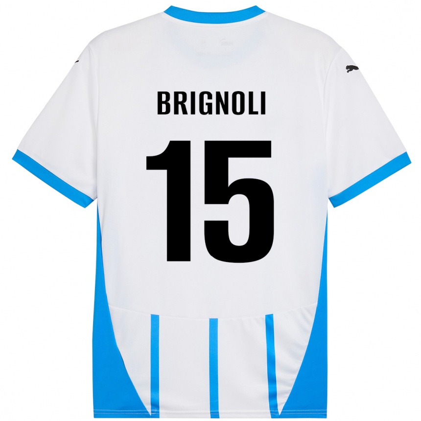 Men Football Benedetta Brignoli #15 White Blue Away Jersey 2024/25 T-Shirt Uk