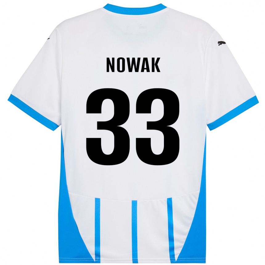 Men Football Julie Nowak #33 White Blue Away Jersey 2024/25 T-Shirt Uk